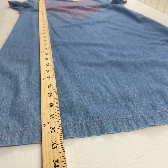 ModCloth Women’s Denim Short Sleeve Embroidered Chest Fully Lined Mini Dress Sm - Picture 12 of 14